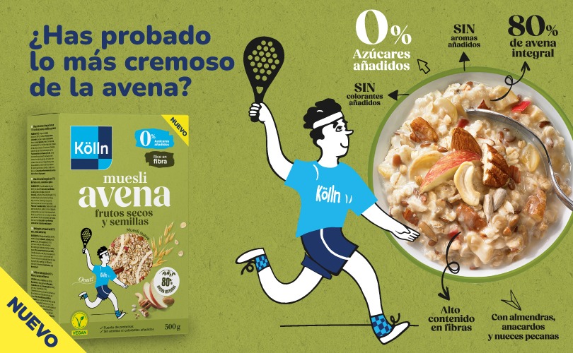 Muesli de avena Kölln con frutos secos y semillas.